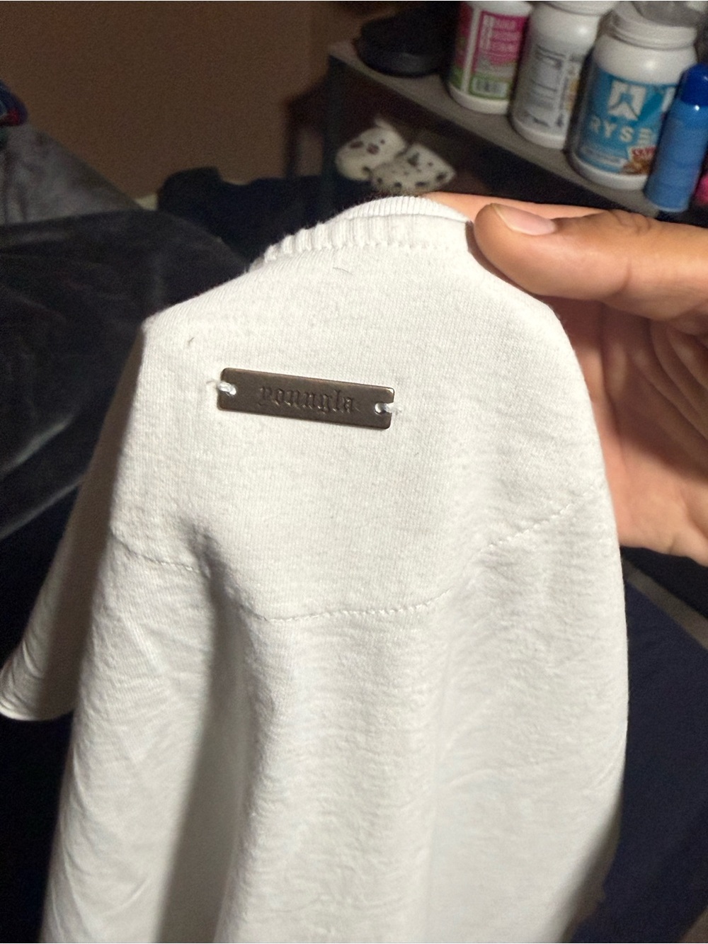 YoungLA White Tank with Black Script Neck Graphic - Picture 3 of 3